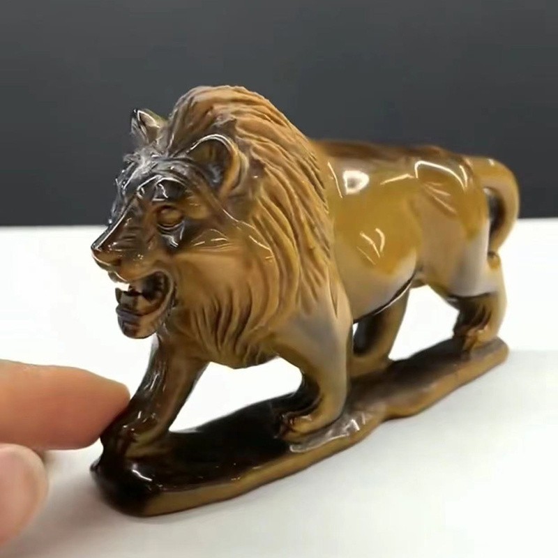 wholesale Crystal Tiger eye  Furnishing Articles Carving Business Craft Gifts lion Souvenir Factory