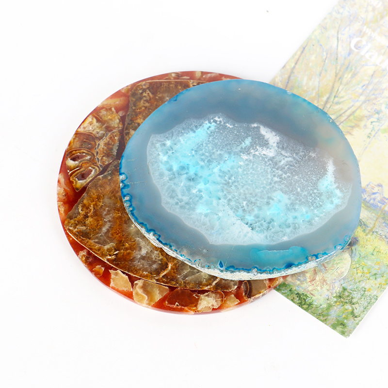 Wholesale Irregular Sliced Gemstone Coaster Quartz Cup Tea Holder Crystal Agate Slice Coaster For Drink