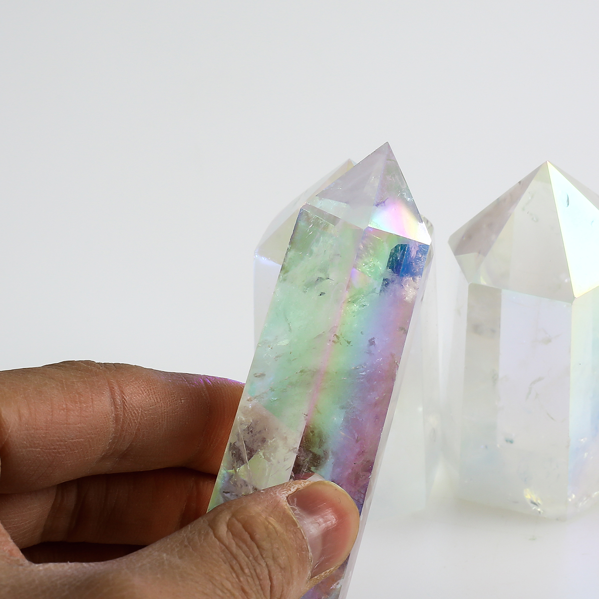 High Quality Natural Gemstone Tower Aura Clear Quartz Crystal Point For Crystal Craft