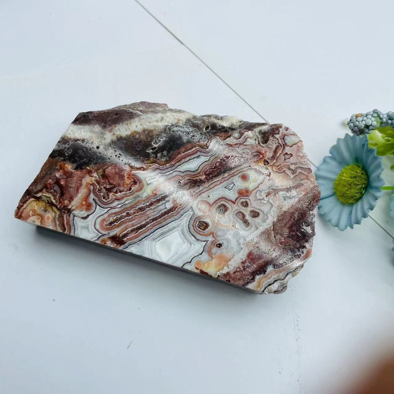 Healing Wholesale Bulk Natural Quartz Crystal Mexican Slab Gemstone Crystal Crafts Stone Red Mexican Slice