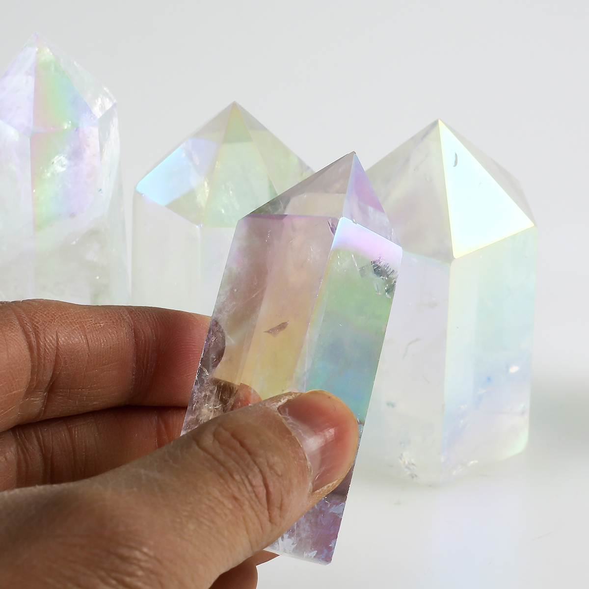 High Quality Natural Gemstone Tower Aura Clear Quartz Crystal Point For Crystal Craft