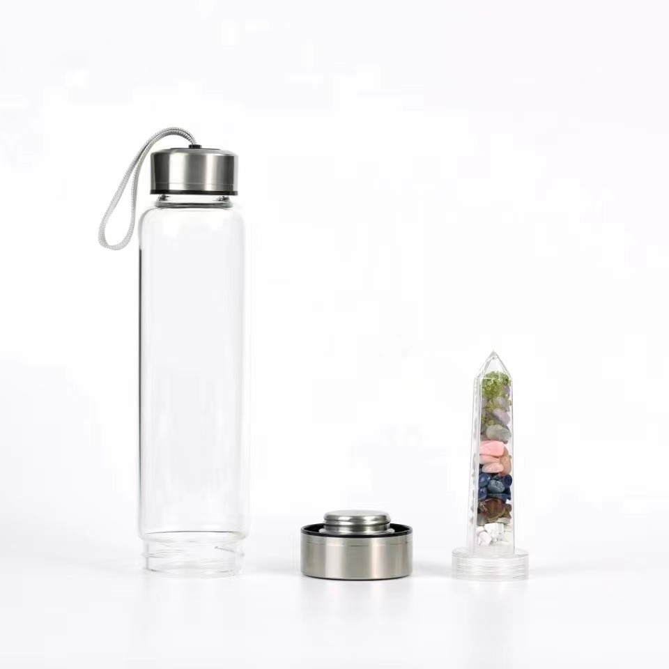 Wholesale small mouth water cup portable natural crystal stone crystal column glass