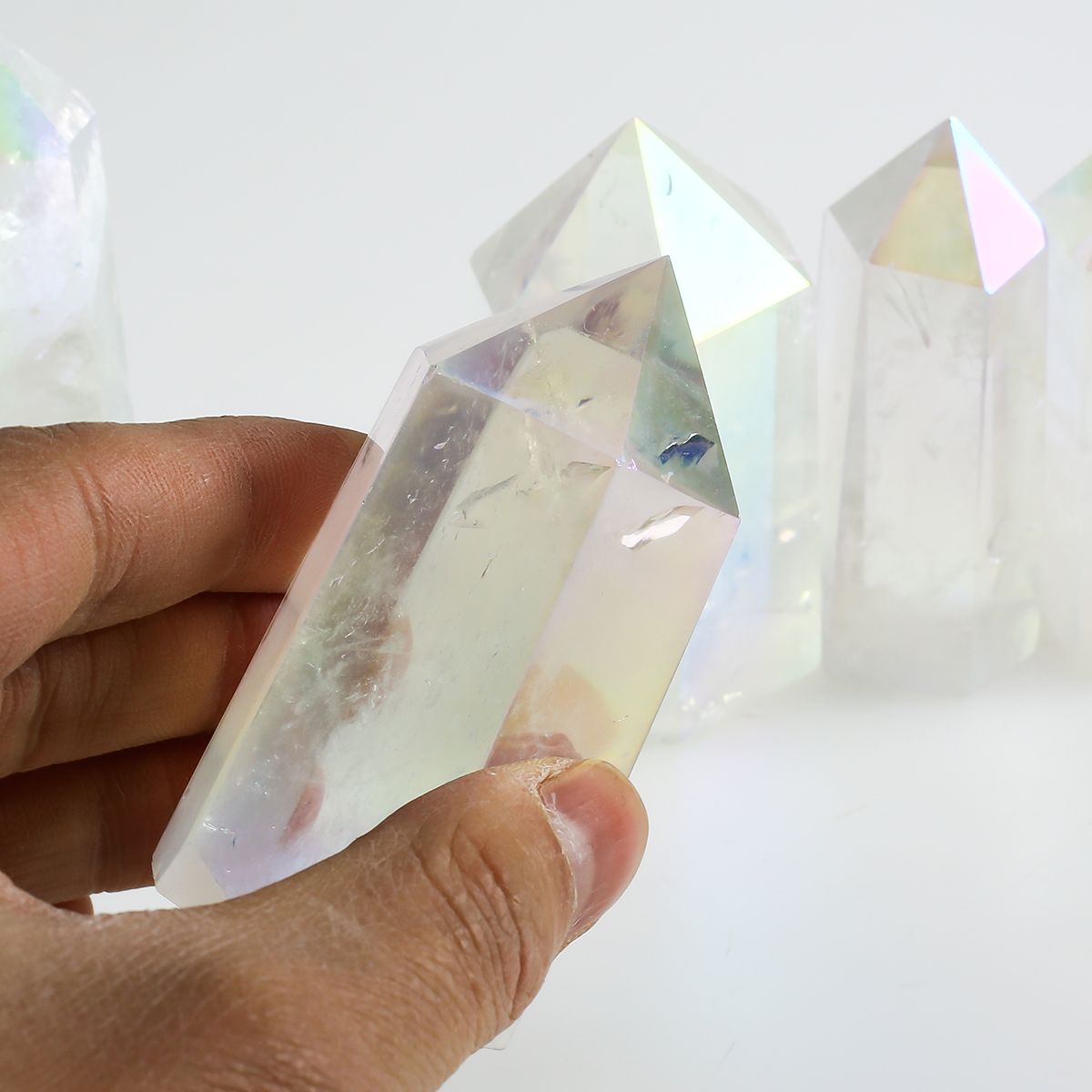 High Quality Natural Gemstone Tower Aura Clear Quartz Crystal Point For Crystal Craft