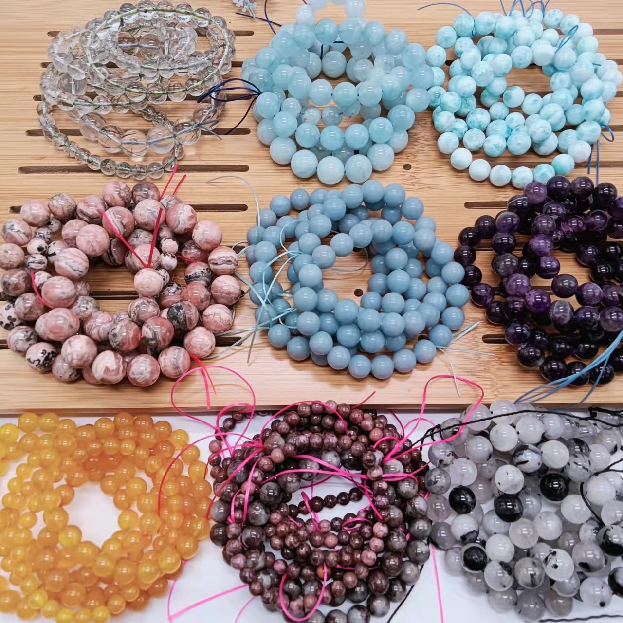 Reiki natural crystal stone  healing Bracelets Women Men Gemstone Round Bracelets for gifts