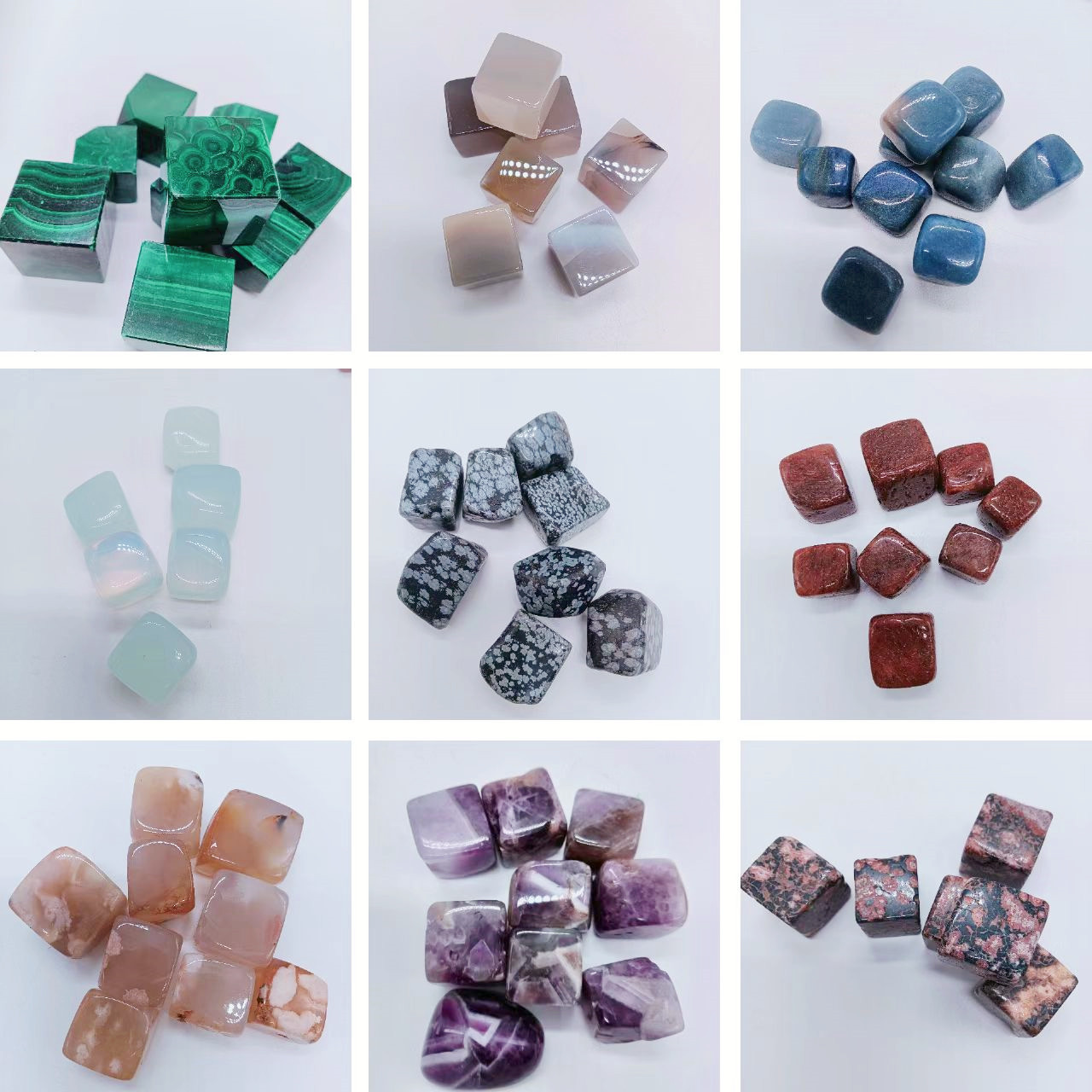 Wholesale Various Natural Gemstone Cube Crystals Healing Stones Polished Tumbled Stone