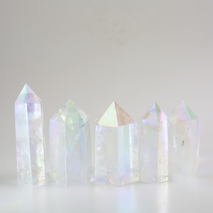 High Quality Natural Gemstone Tower Aura Clear Quartz Crystal Point For Crystal Craft