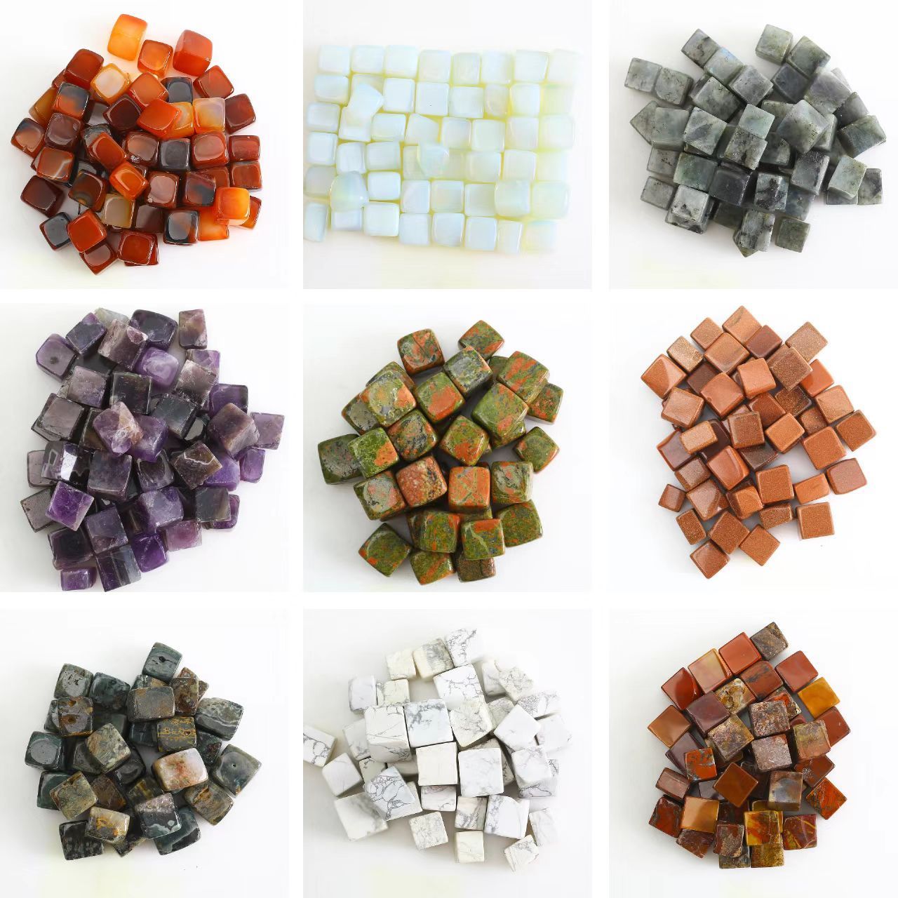 Wholesale Various Natural Gemstone Cube Crystals Healing Stones Polished Tumbled Stone