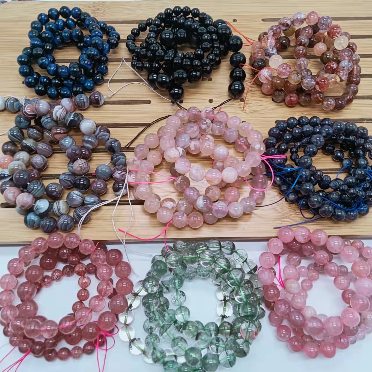 Reiki natural crystal stone  healing Bracelets Women Men Gemstone Round Bracelets for gifts