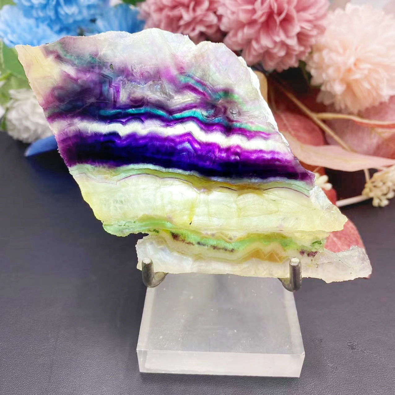 Wholesale Bulk Natural Crystal Quartz Healing Gemstone Rainbow Fluorite Slabs Crystal Slices For Decoration