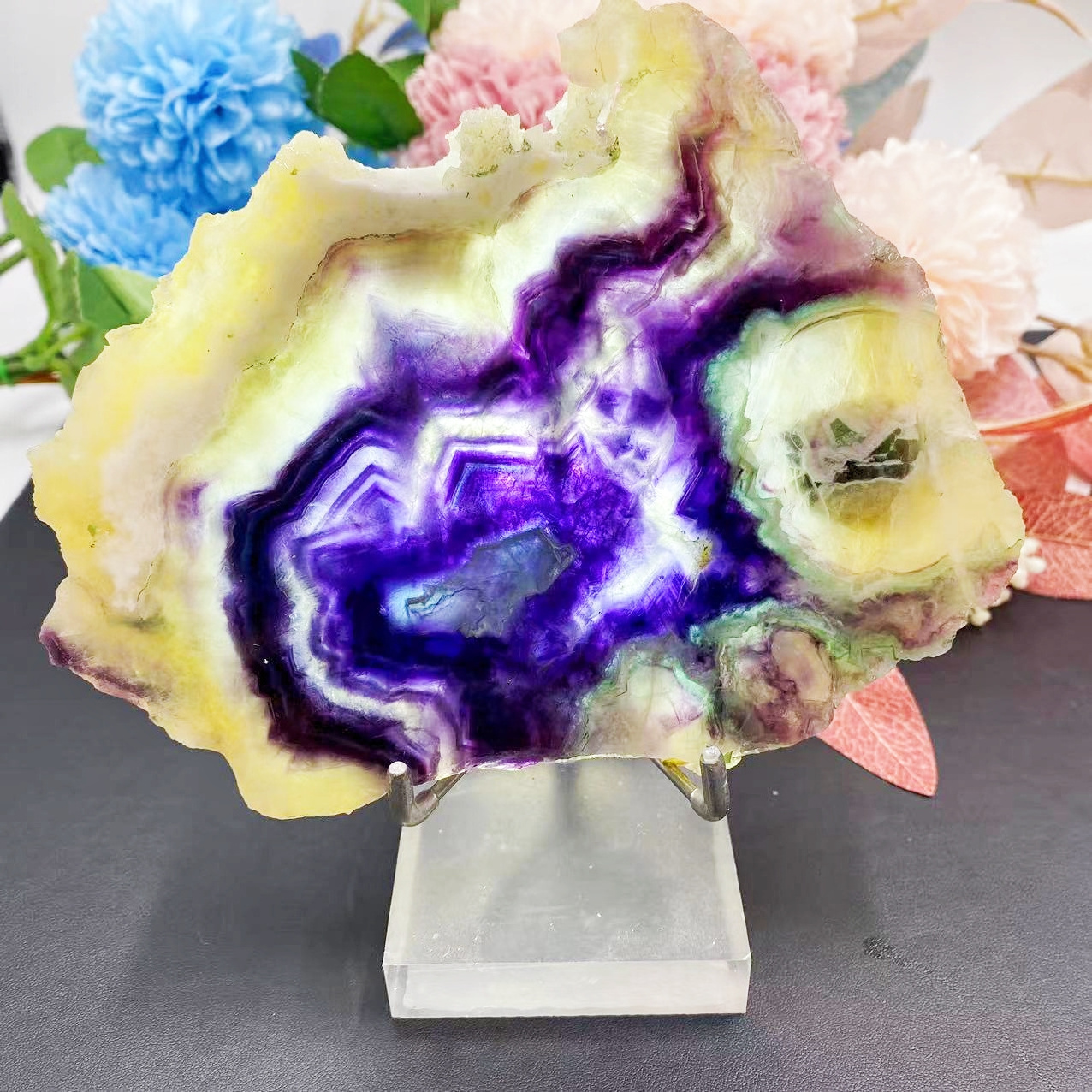 Wholesale Bulk Natural Crystal Quartz Healing Gemstone Rainbow Fluorite Slabs Crystal Slices For Decoration