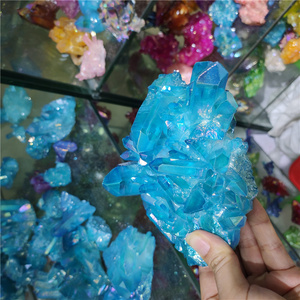 natural aqua blue crystal clusters, aura quartz cluster