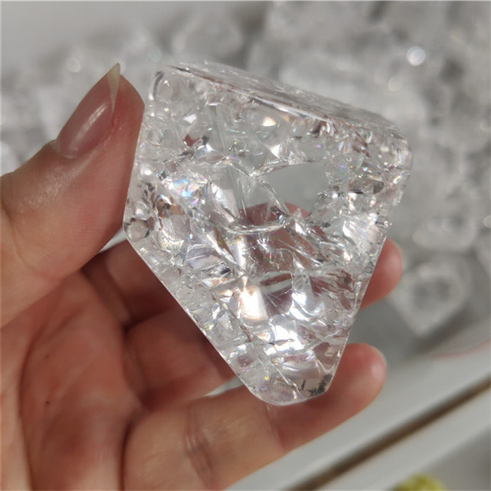 natural clear quartz crystal rainbow cut stone free form crystal stones