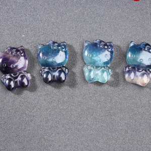 Natural fluorite hello kitty carvings