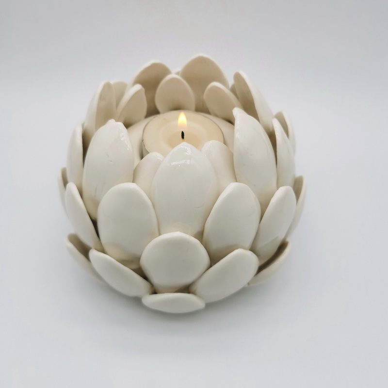 Unique Design Ceramic Nordic Lotus Flower Tealight Holder Candlestick Candles Holders For Home Decor Or Party