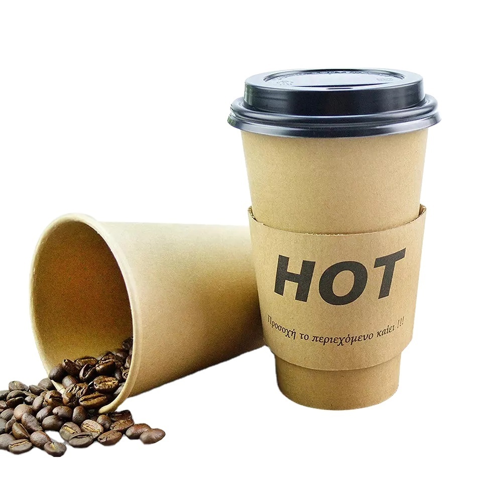 Customize Logo Design Printing Paper Cup 6/8/10/12/16 OZ Hot Coffee Cups Disposable Craft Paper Cup