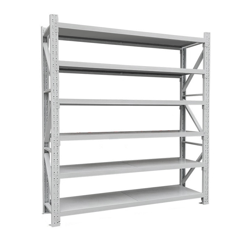 Light Duty Shelf Steel Storage Racks 6 Layers Grey-white Metal Shelving Rack Warehouse Racking Shelves