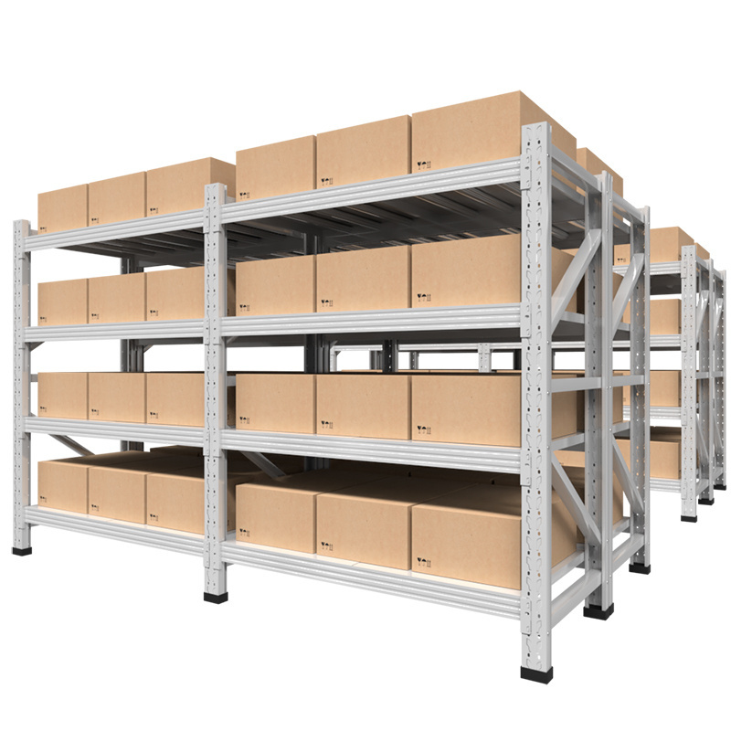 Light Duty Shelf Steel Storage Racks 6 Layers Grey-white Metal Shelving Rack Warehouse Racking Shelves