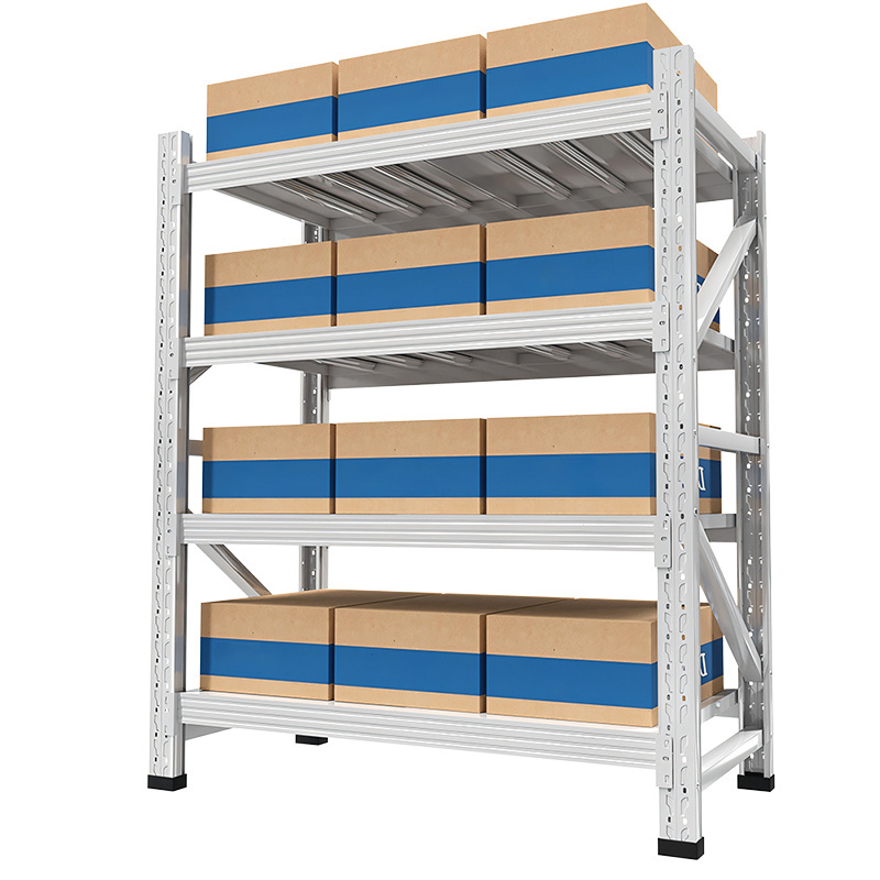 Light Duty Shelf Steel Storage Racks 6 Layers Grey-white Metal Shelving Rack Warehouse Racking Shelves