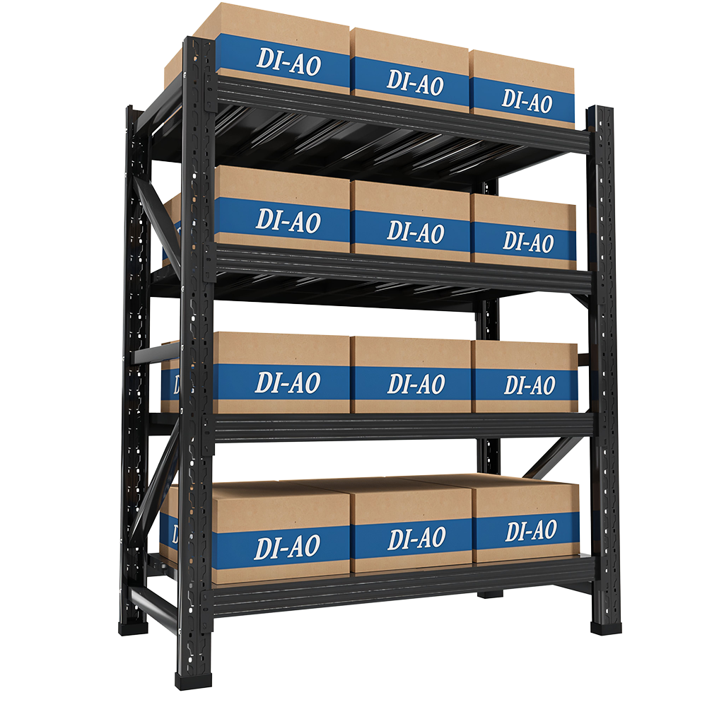 Customated Black Medium Duty Stacking Racks System Boltless Metal Shelving Units Industrial Warehouse Pallet Shelf Storage Rack