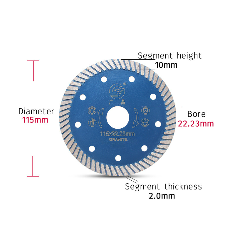 High quality 4.5 inch 115 mm turbo diamond cutting saw blade industrial wholesale OEM customized laser welding tile cuttin