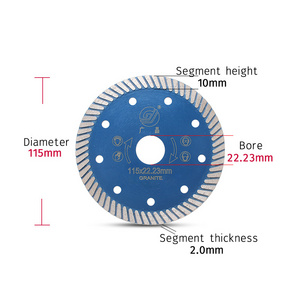 High quality 4.5 inch 115 mm turbo diamond cutting saw blade industrial wholesale OEM customized laser welding tile cuttin