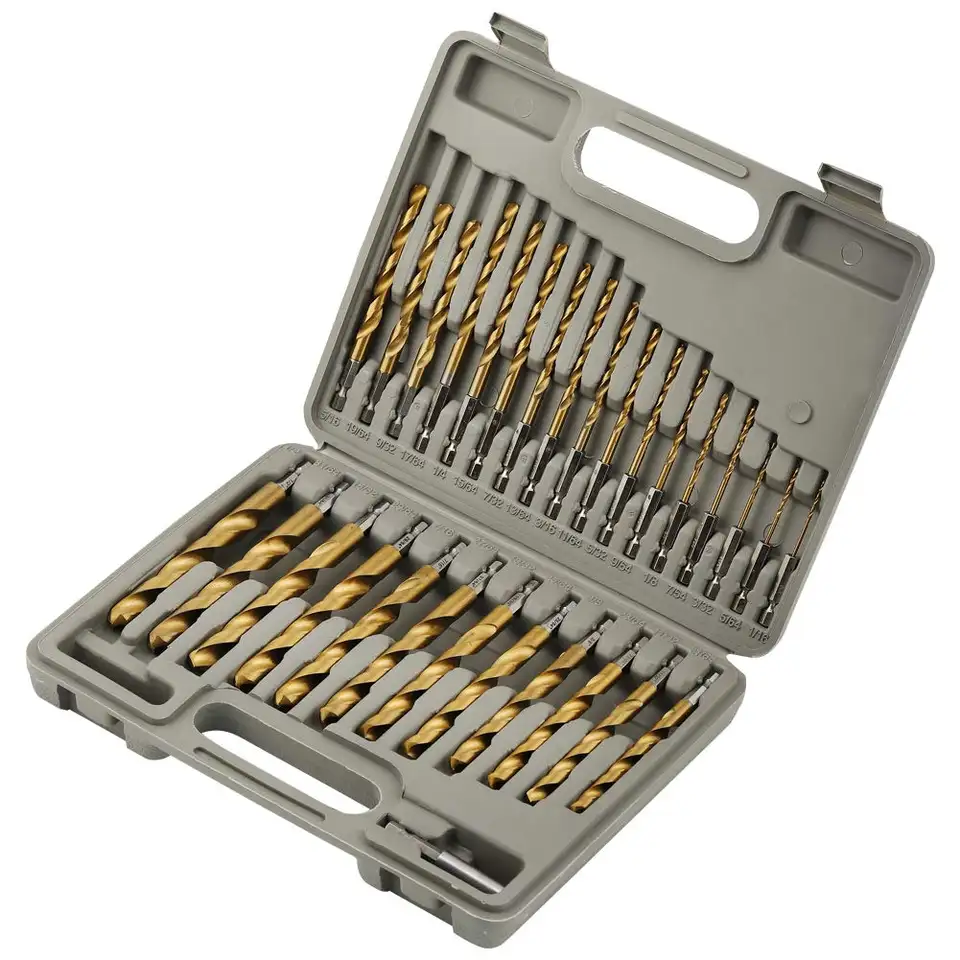 Titanium Drill Bits High Speed Steel Impact Tough Titanium General Purpose Twist Drill Bit Set For Iron, Copper, Aluminum