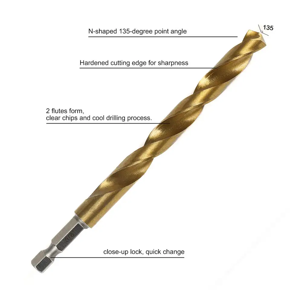 Titanium Drill Bits High Speed Steel Impact Tough Titanium General Purpose Twist Drill Bit Set For Iron, Copper, Aluminum