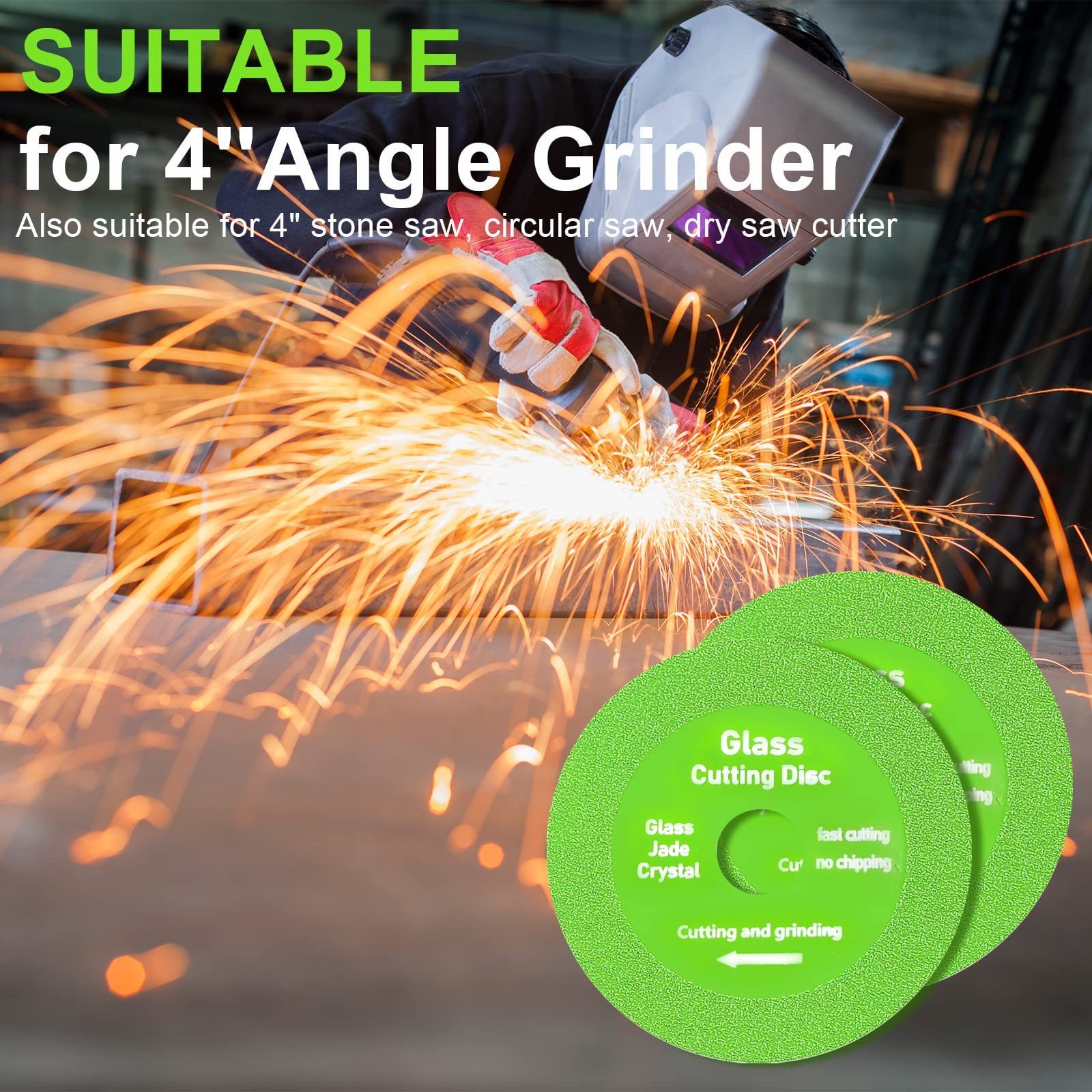 Glass Cutting Disc Pack of 5, Diamond Cutting Disc Saw Blade Suitable for 4'' Angle Grinder