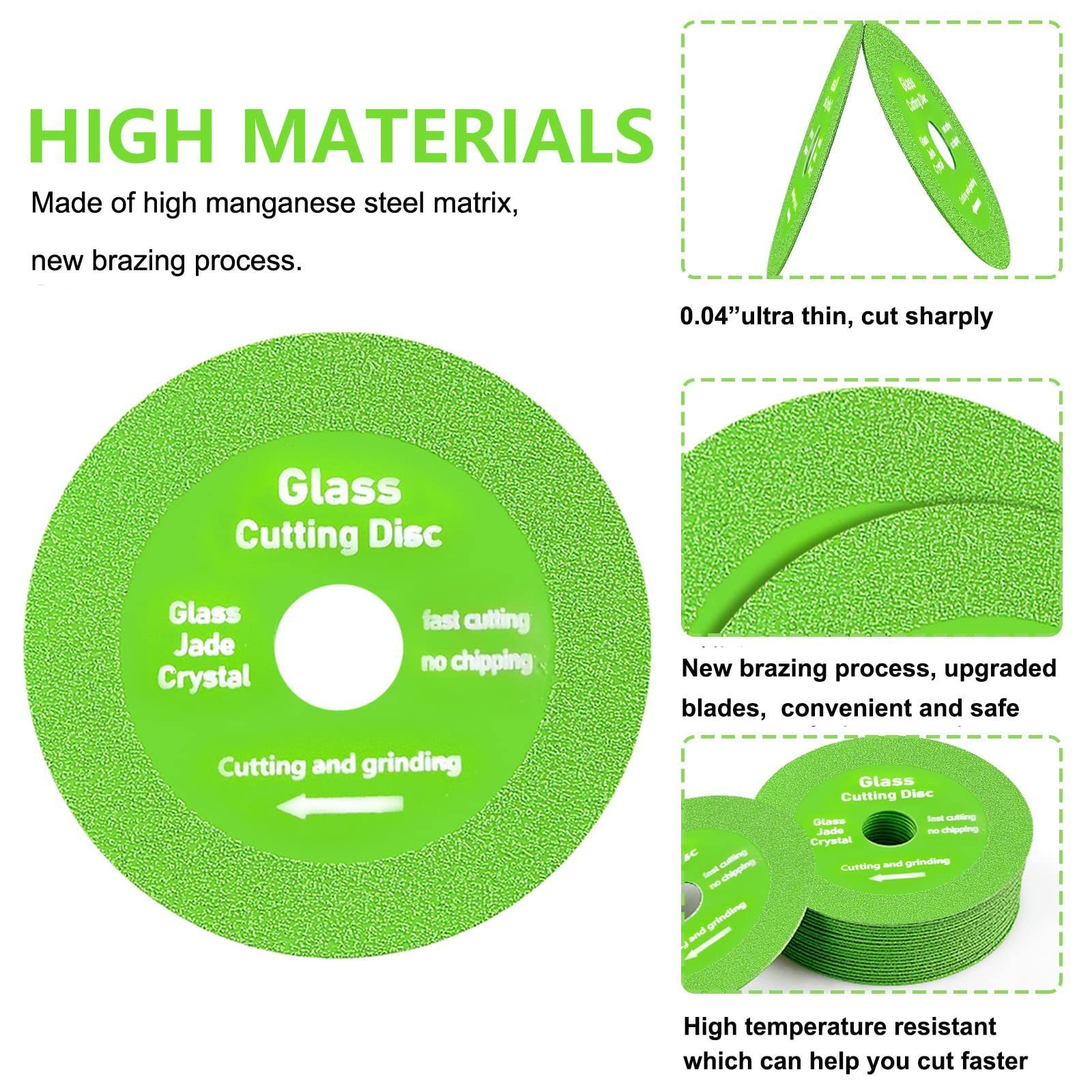 Glass Cutting Disc Pack of 5, Diamond Cutting Disc Saw Blade Suitable for 4'' Angle Grinder