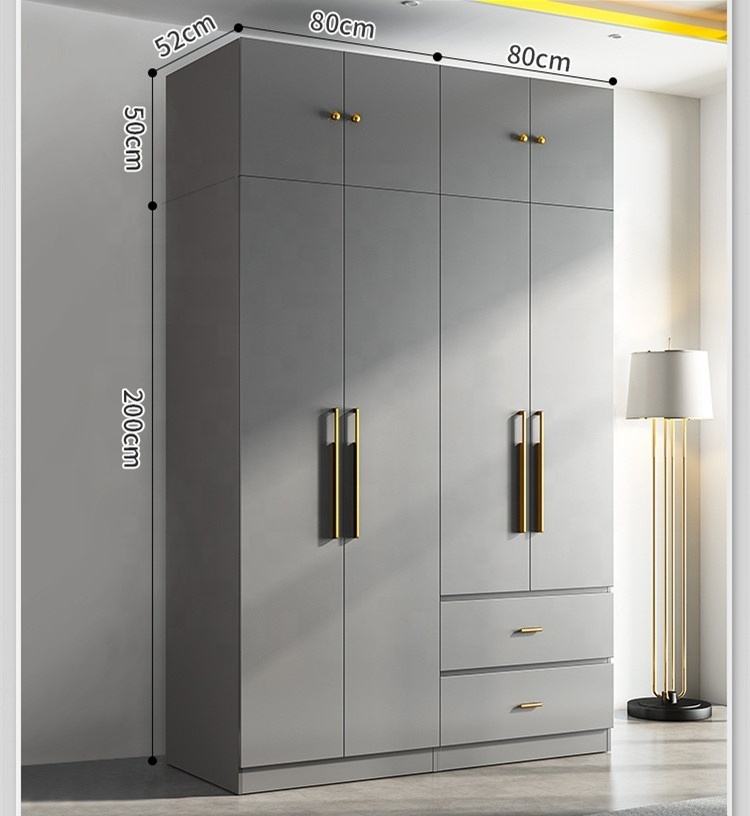 Italian minimalist wardrobe modern simple practical bedroom wooden cabinet 4567 door combination wardrobe