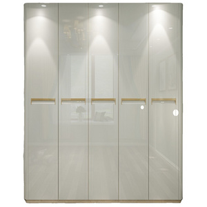 Integrated bedroom panel wood white five six door wardrobe combination