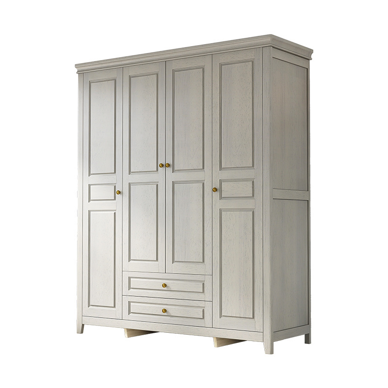 American wardrobe household bedroom four door storage cabinet modern simple grey wardrobe