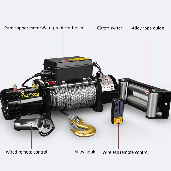 Cable Trailer Winches Offroad 4x4 Winch 12v Electric Winch 2000lbs Atvs Utvs Hand Steel Wooden Box Car