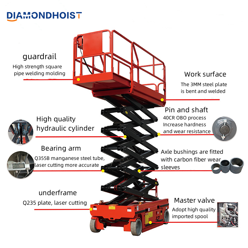 New 6m 12m Self-Propelled Hydraulic Scissor Lift Warehouses Man-Lifting Automatic Scaffolding