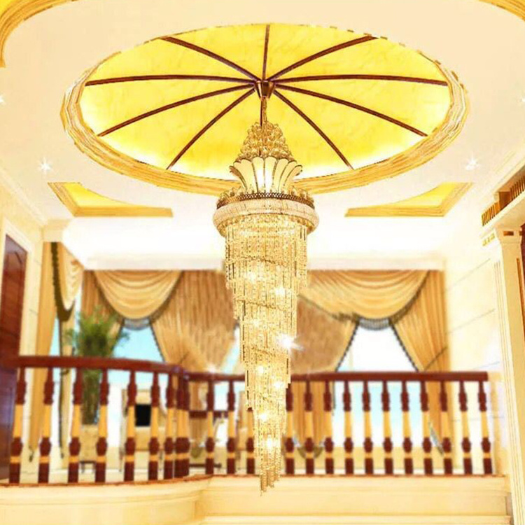 Modern Luxury Gold Glass Chandeliers Ceiling Lighting Large Pendant Lamp Reception Living Room Chandelier Hanging Fixture