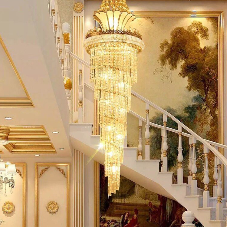 Modern Luxury Gold Glass Chandeliers Ceiling Lighting Large Pendant Lamp Reception Living Room Chandelier Hanging Fixture