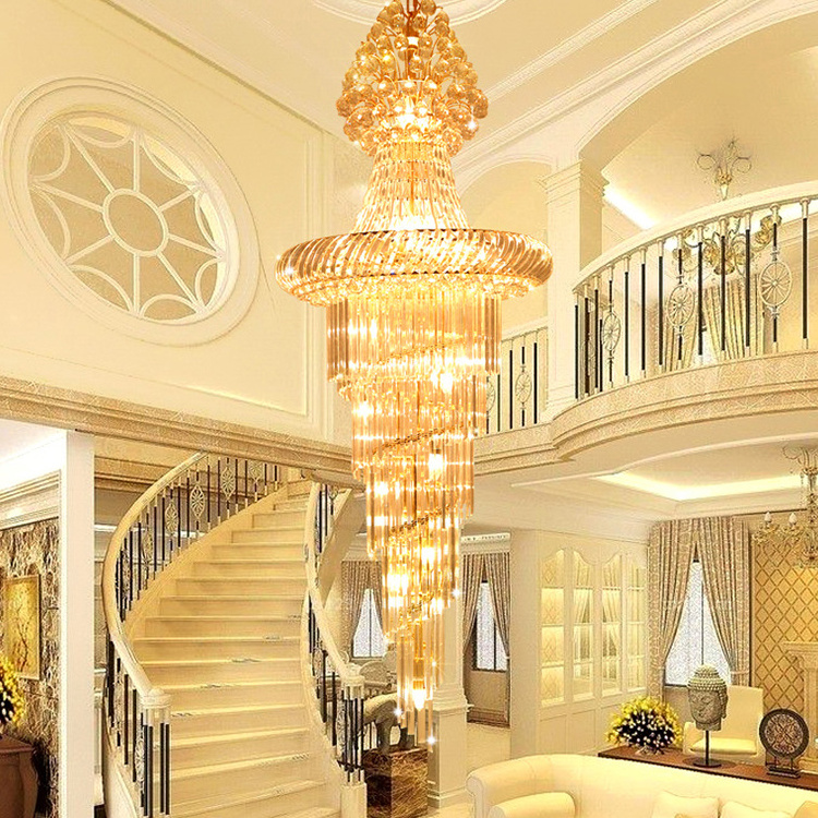 Modern Luxury Gold Glass Chandeliers Ceiling Lighting Large Pendant Lamp Reception Living Room Chandelier Hanging Fixture