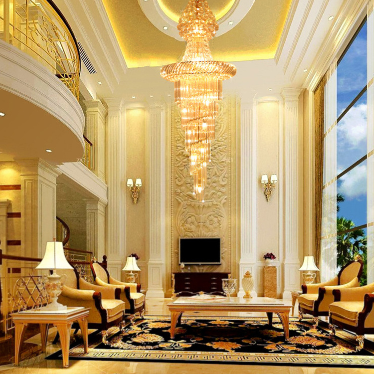 Modern Luxury Gold Glass Chandeliers Ceiling Lighting Large Pendant Lamp Reception Living Room Chandelier Hanging Fixture