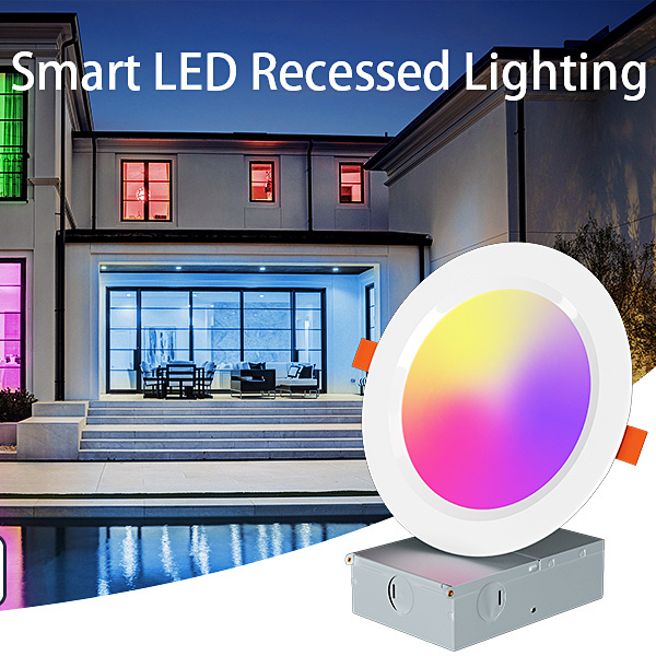 Ultra-thin 2.4G Wifi Tuya Smart Life Alexa Google Assistant Control LED Recessed Ceiling Rgbcw Smart Downlight