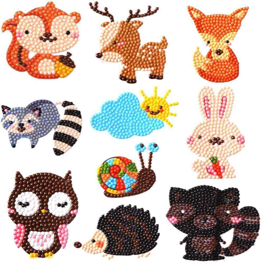 R-SS003-121  Spot Mosaic Cartoon Animal Kids Wall Stickers DIY Diamond Painting Stickers