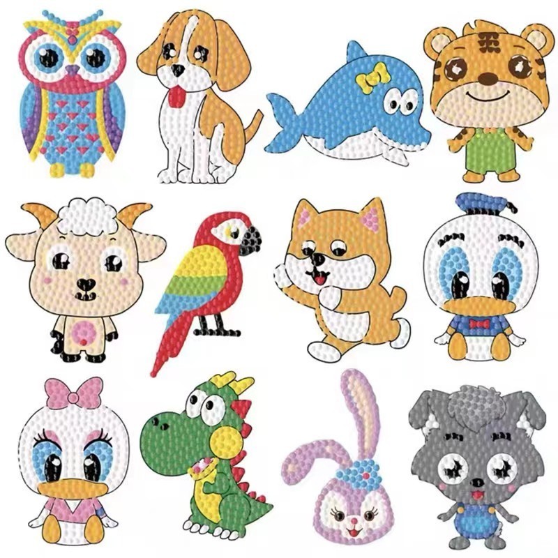 R-SS003-121  Spot Mosaic Cartoon Animal Kids Wall Stickers DIY Diamond Painting Stickers