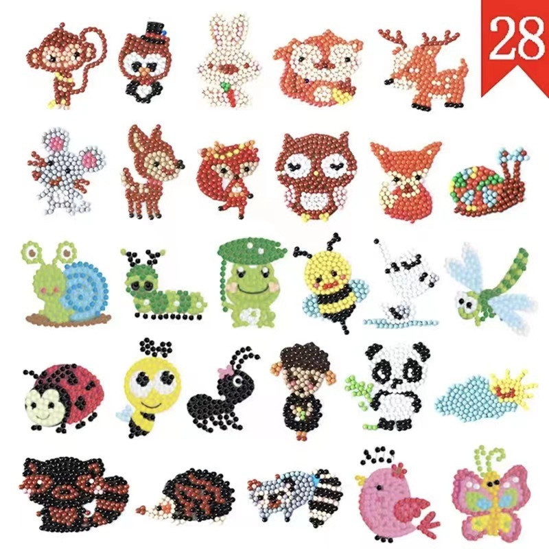 R-SS003-121  Spot Mosaic Cartoon Animal Kids Wall Stickers DIY Diamond Painting Stickers