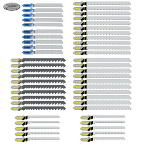 50 Piece Jigsaw Blades Set T-Shank HCS/HSS Jig Saw Blades for Wood, Plastic and Metal Cutting