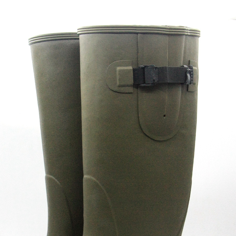 Wholesale fashionable high cut ladies long waterproof fishing gumboots men rubber hunting rain boots for adult