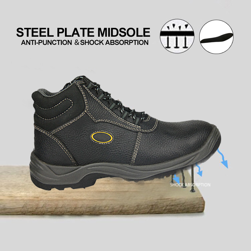 S1P Men Leather Waterproof Steel Toe Labor Shoes Protection Ankle Safety Work Boots for Men