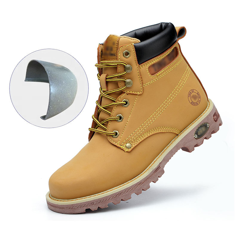 RTS Hot sale fashion anti smash construction steel toe leather mining safety work boots for men