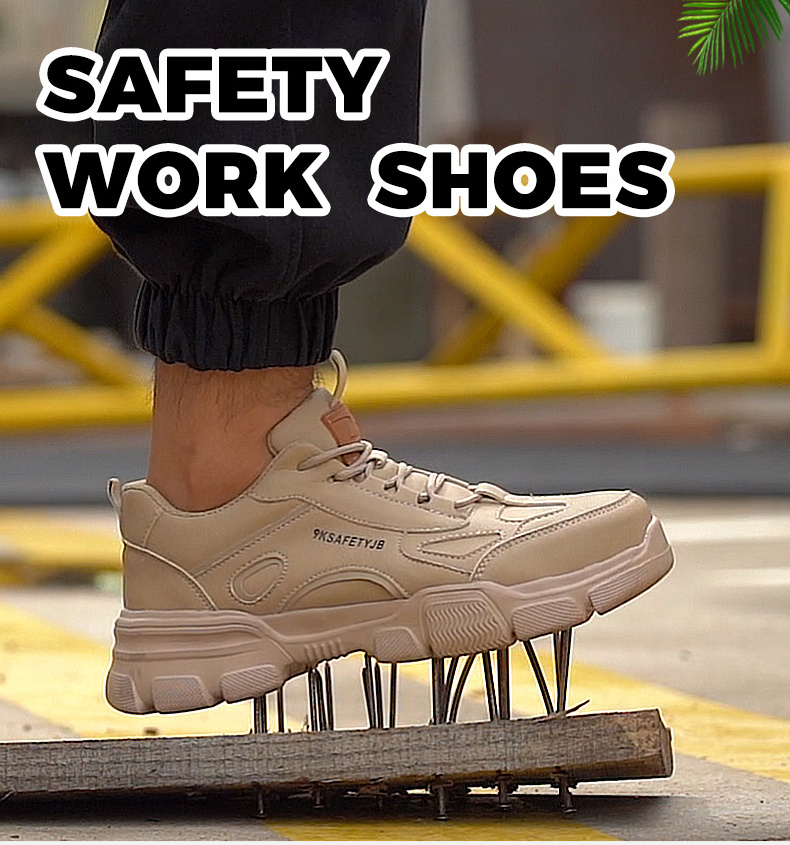 OEM summer casual industrial safety shoes non-slip rubber sole anti-smash steel toe work boot