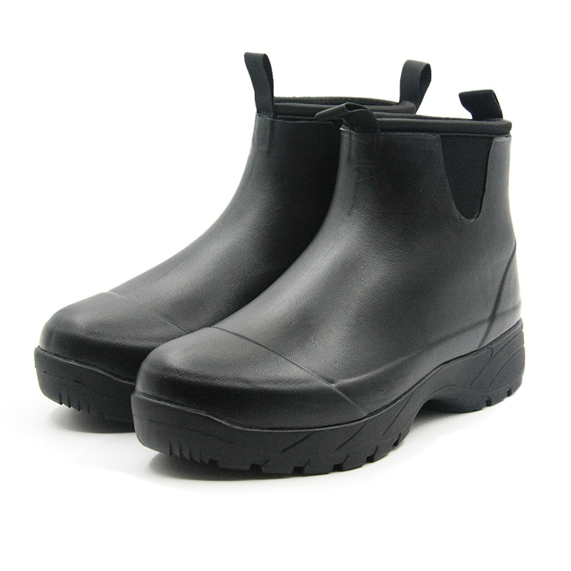 Custom chunky waterproof neoprene lined rubber wellington men ankle rain boots for men women unisex