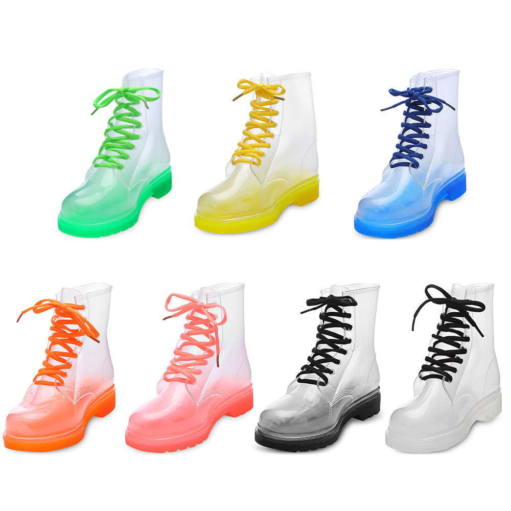 Custom martin ankle rain shoes wholesale fashion candy color clear waterproof transparent PVC jelly rain boots women for ladies