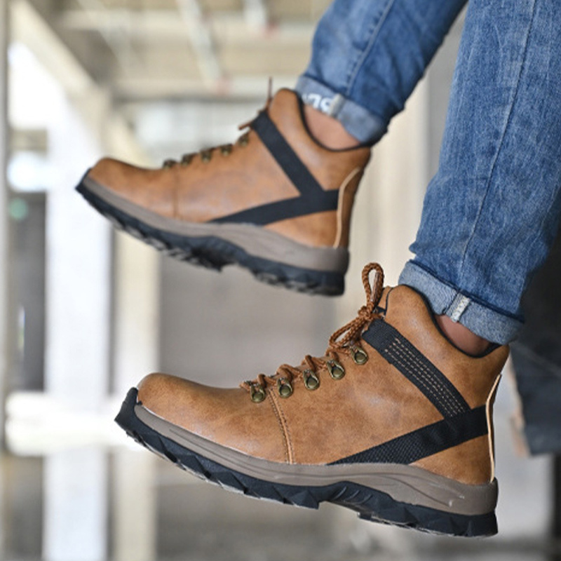 2024 Highly Recommend Men Leather Steel Toe Cap Waterproof Brunt Welder Safety Work Boots for Men